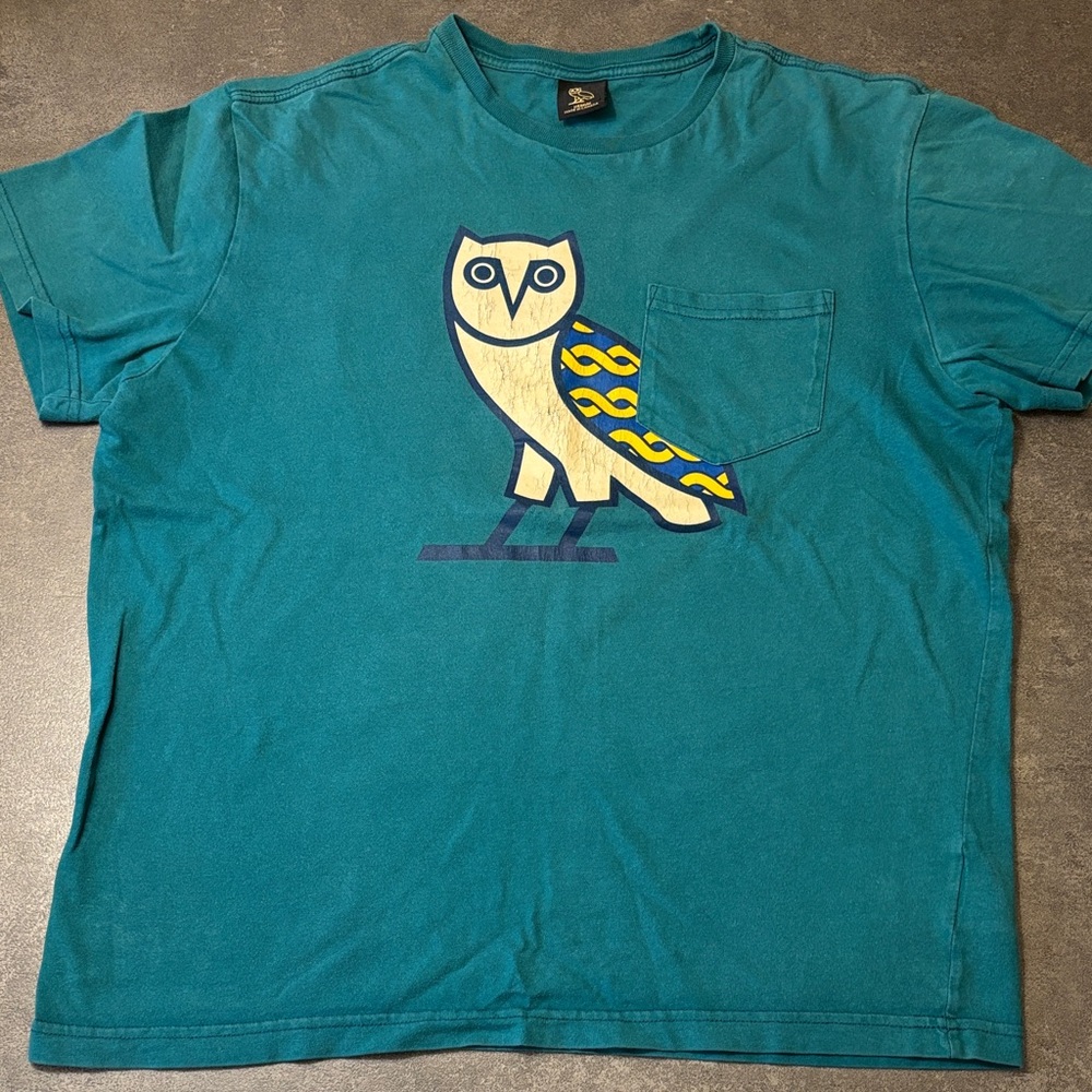 Octobers Very Own Teal T-Shirt with Owl Graphic